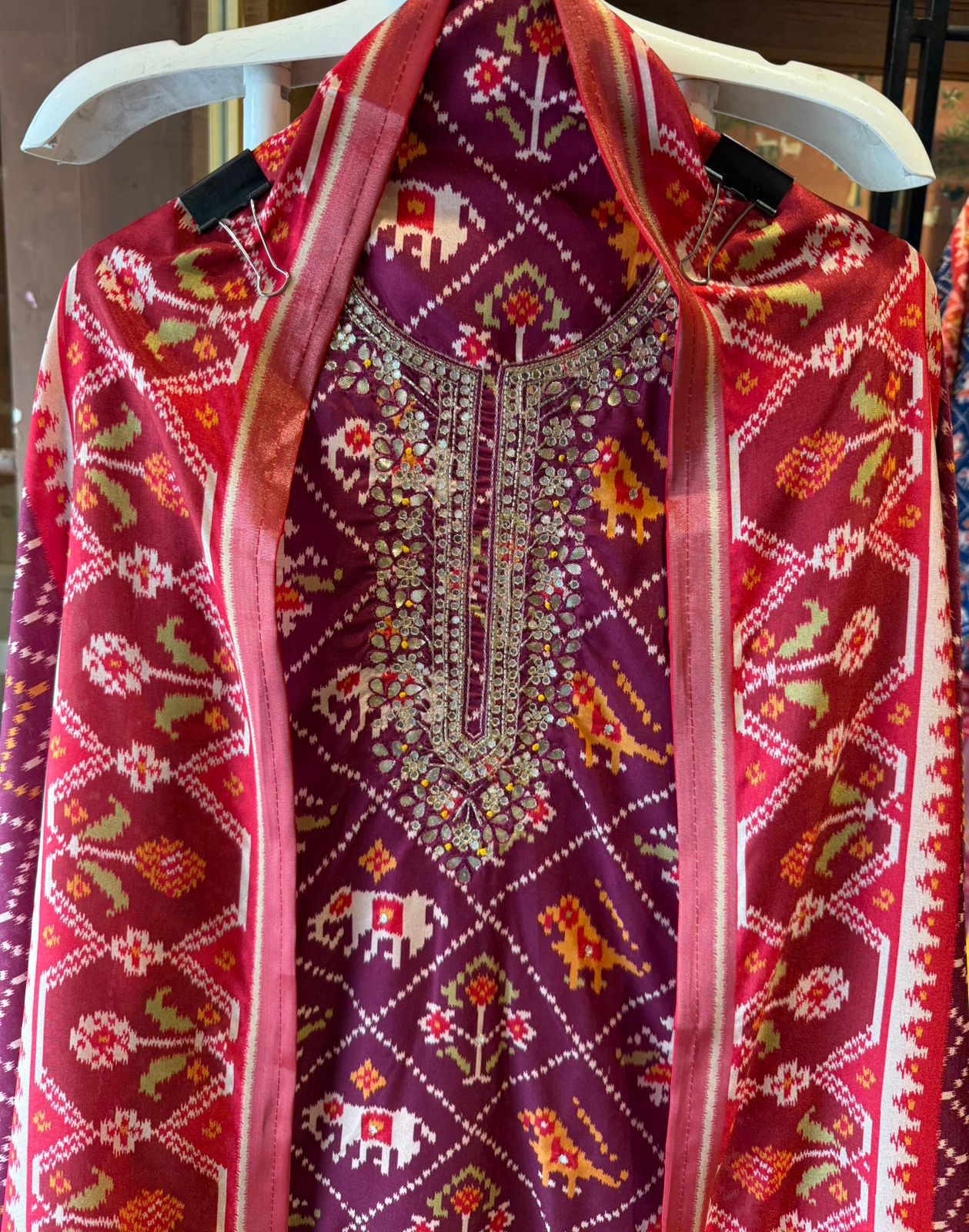 Patola prints on Maheshwari silk