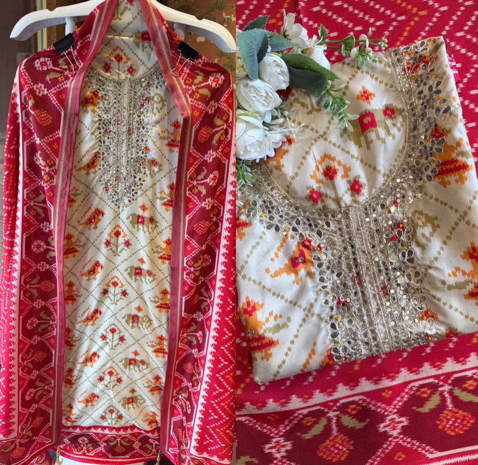 Patola prints on Maheshwari silk