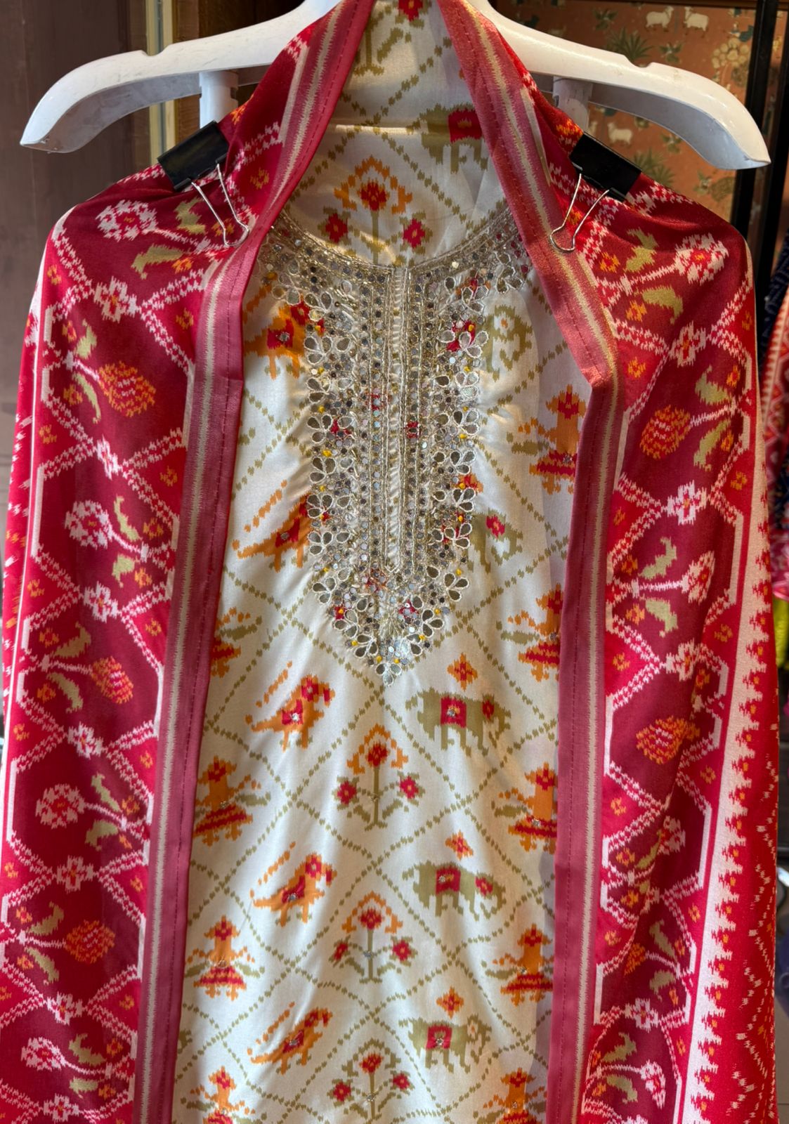 Patola prints on Maheshwari silk