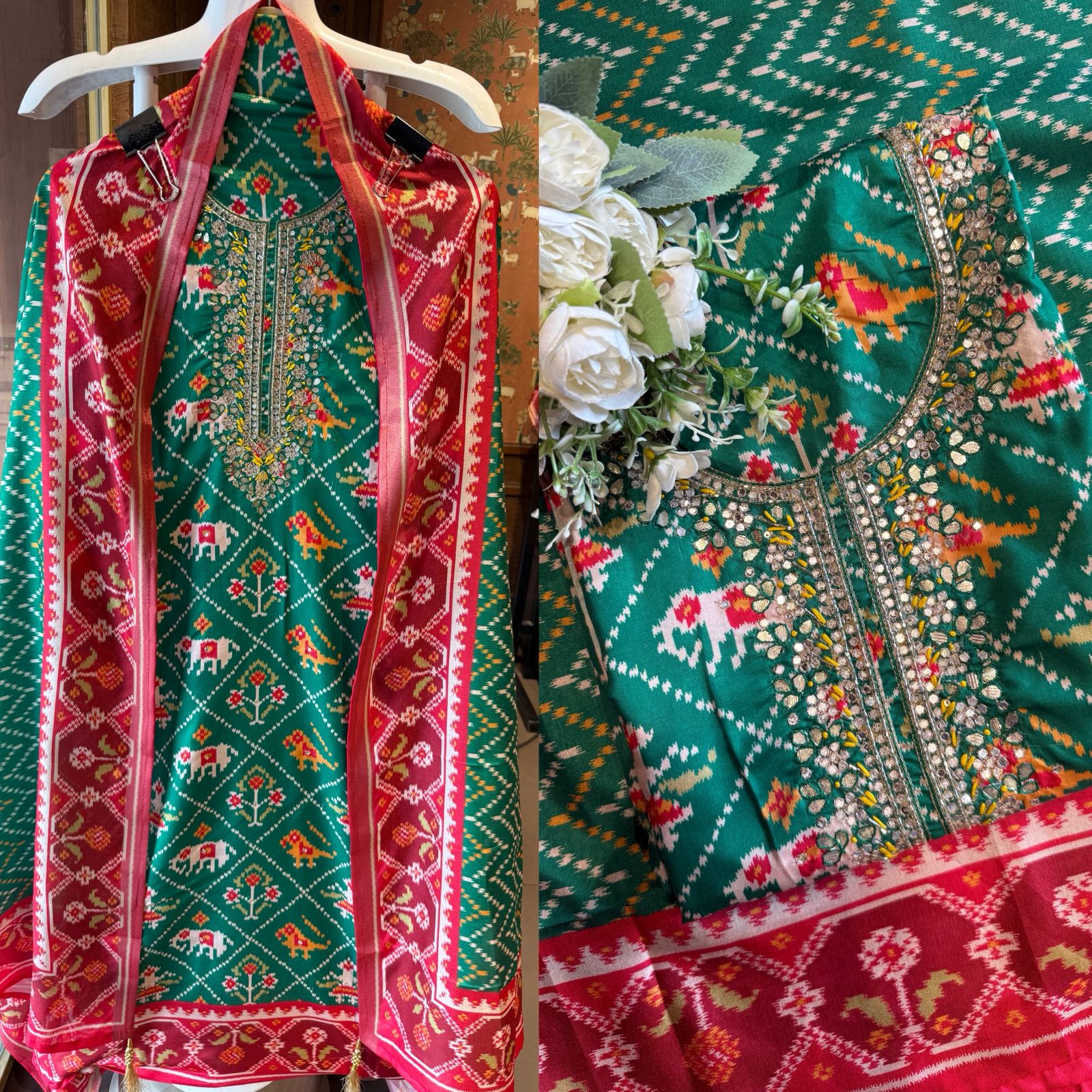 Patola prints on Maheshwari silk