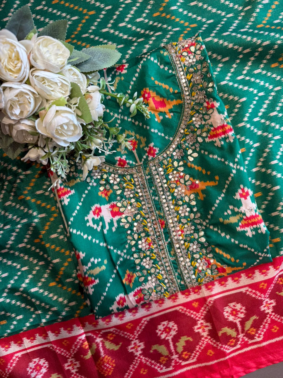 Patola prints on Maheshwari silk