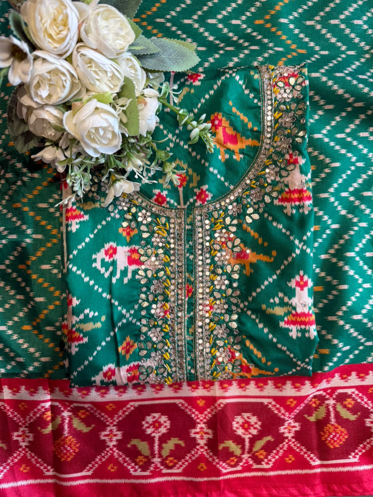 Patola prints on Maheshwari silk