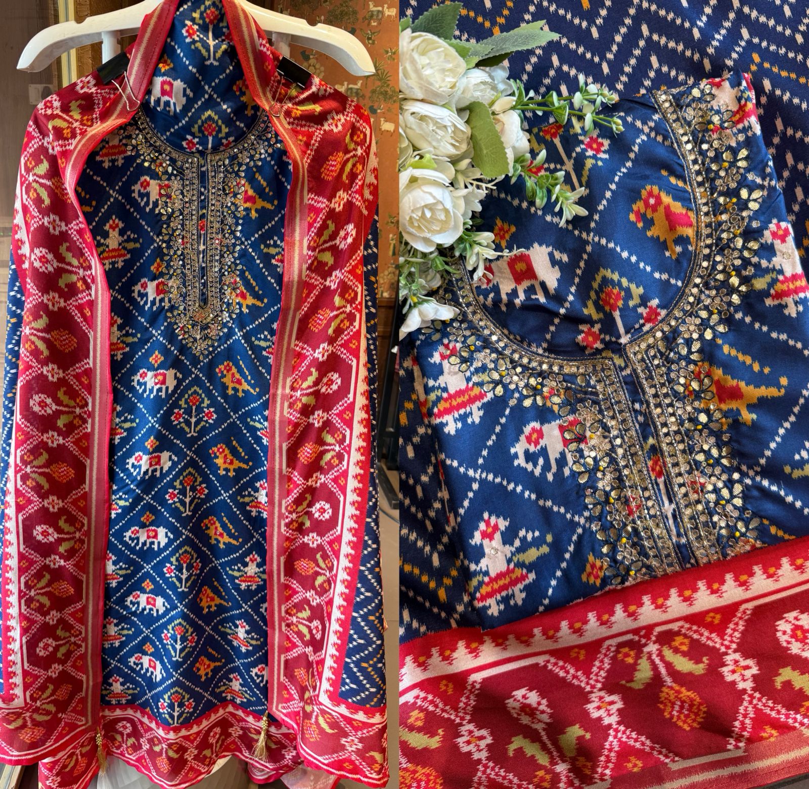 Patola prints on Maheshwari silk