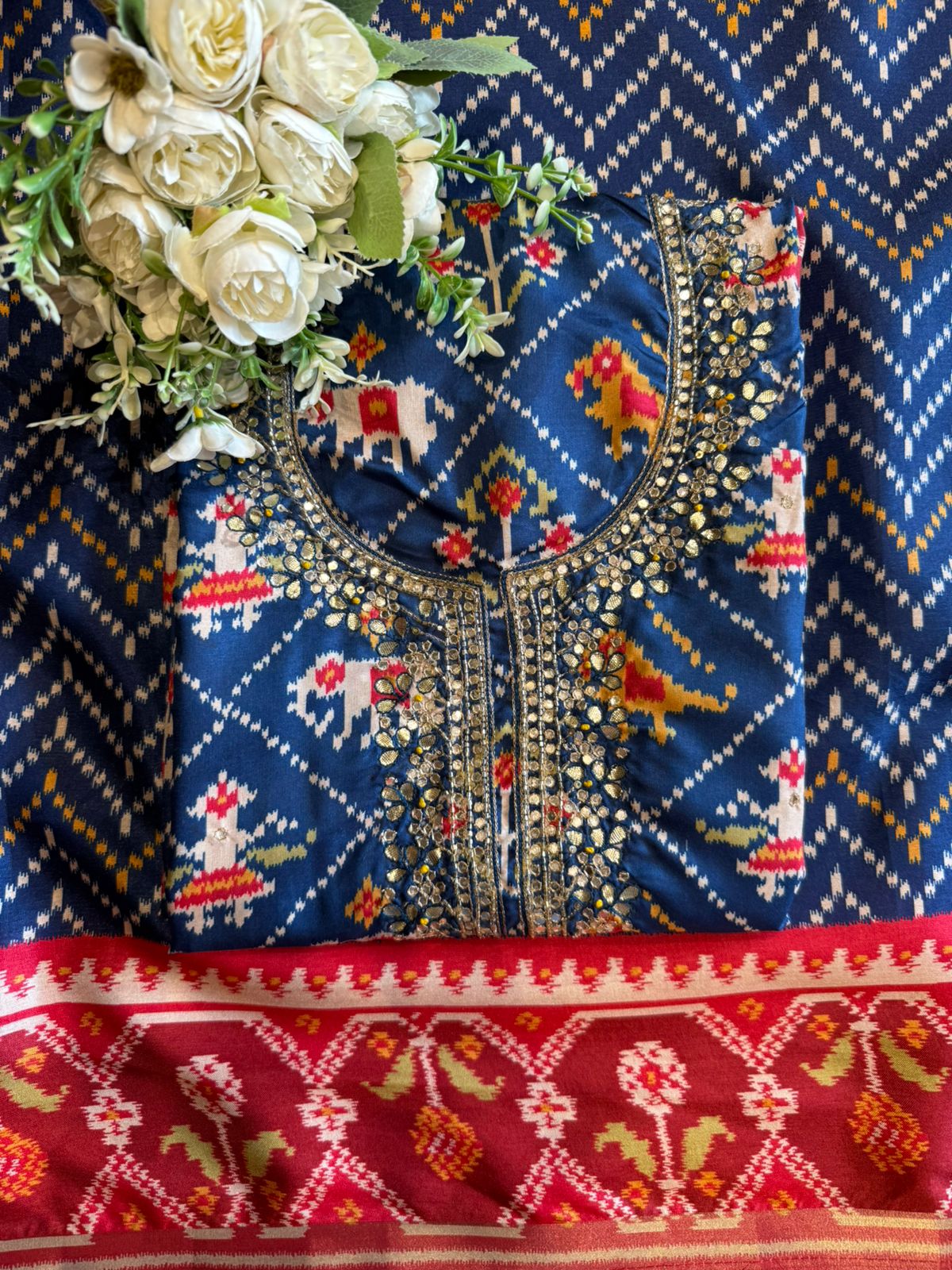 Patola prints on Maheshwari silk