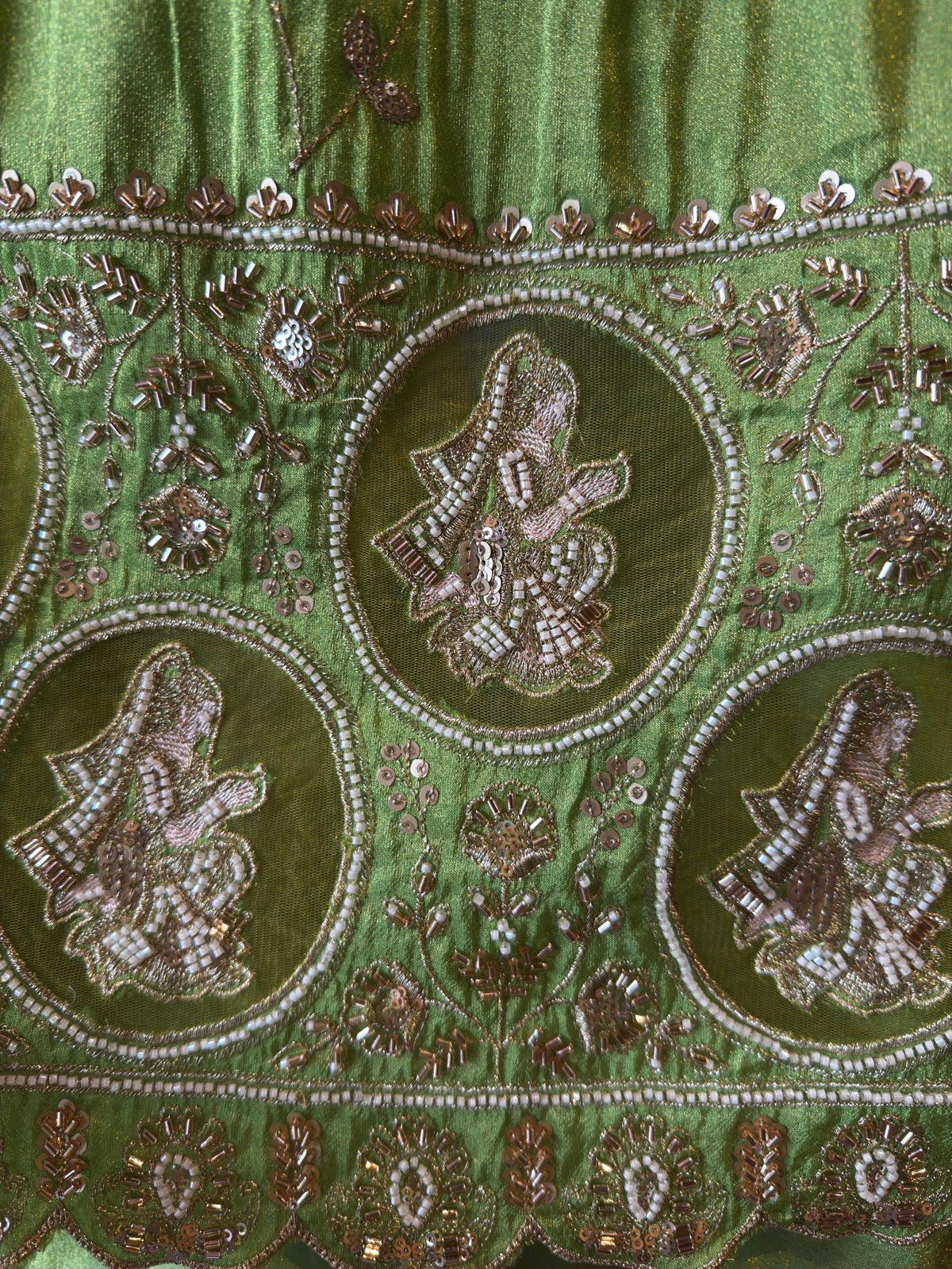 Lime green traditional Piece with elegant and intricate hand embroidery