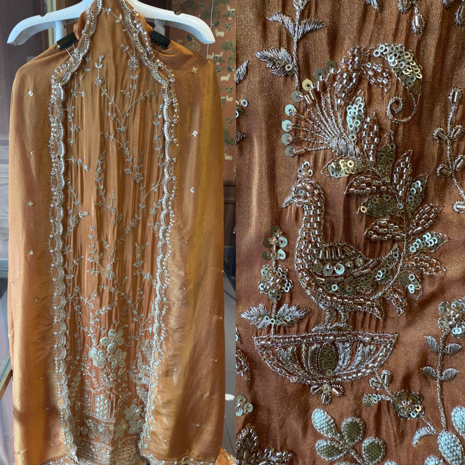 Lime green traditional Piece with elegant and intricate hand embroidery