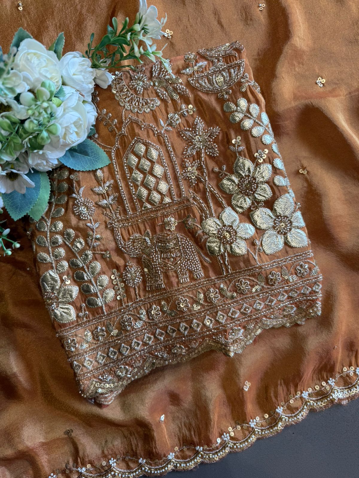 Lime green traditional Piece with elegant and intricate hand embroidery