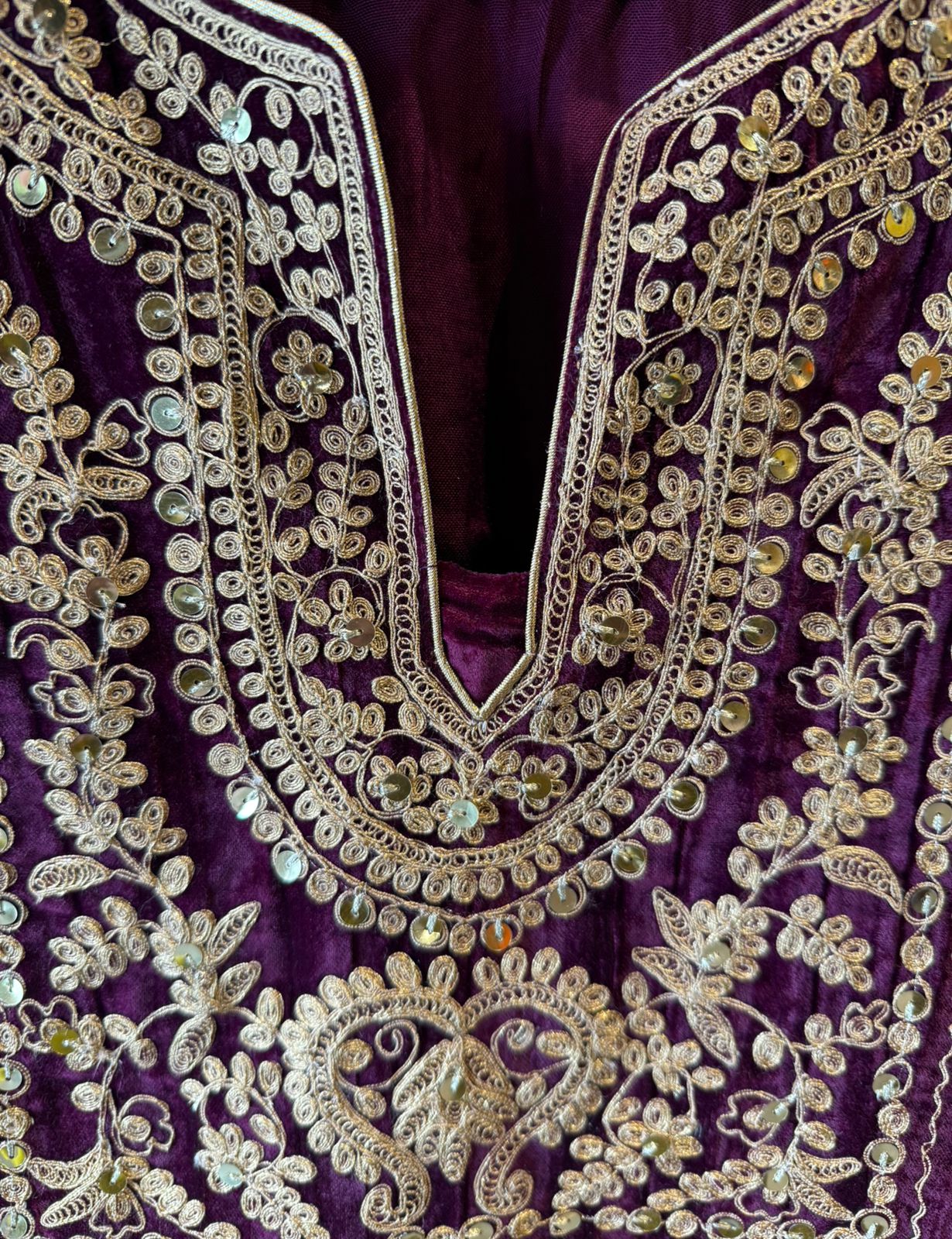 Deep purple velvet kurta set