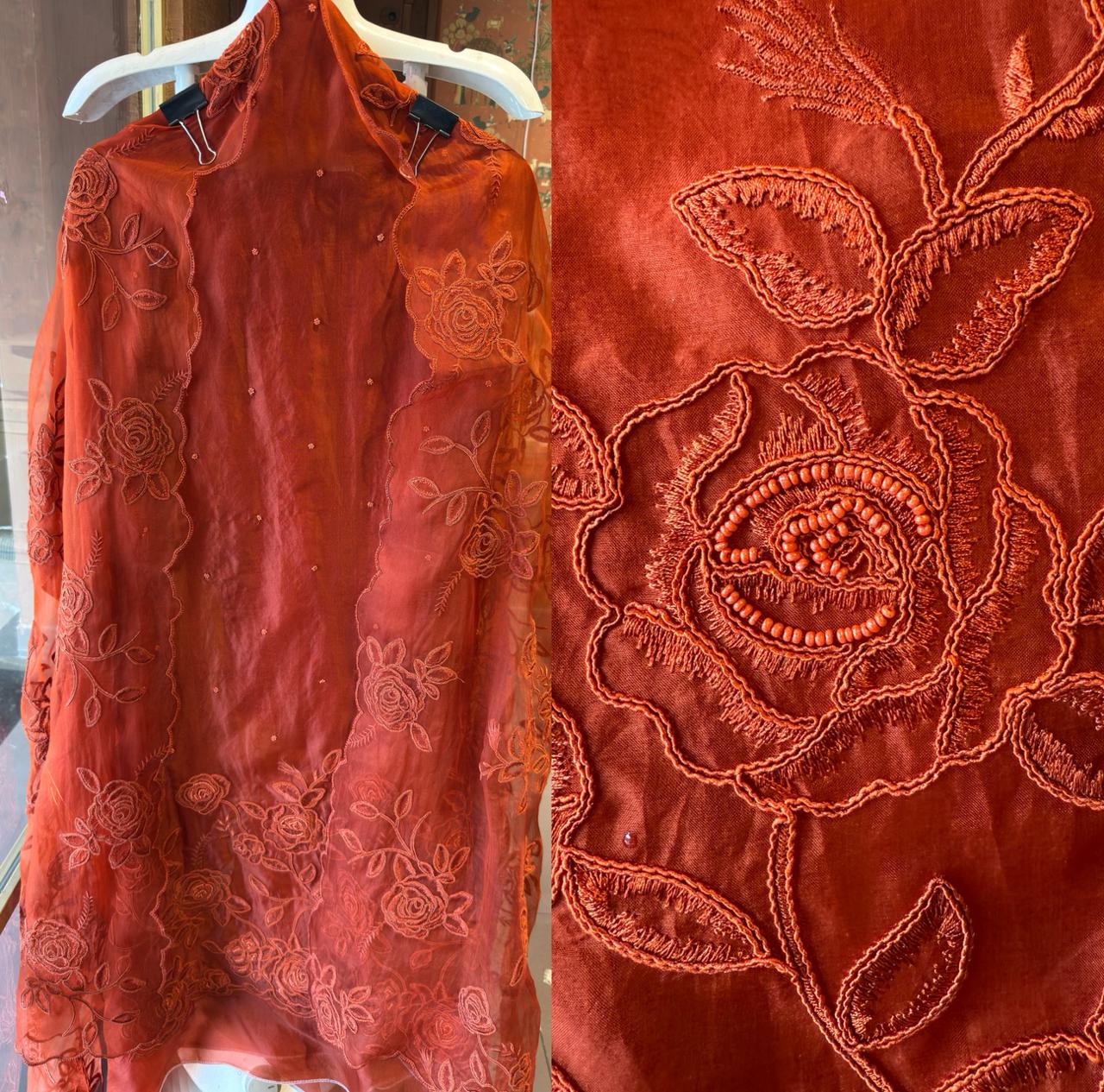 Pure organza unstitched suits