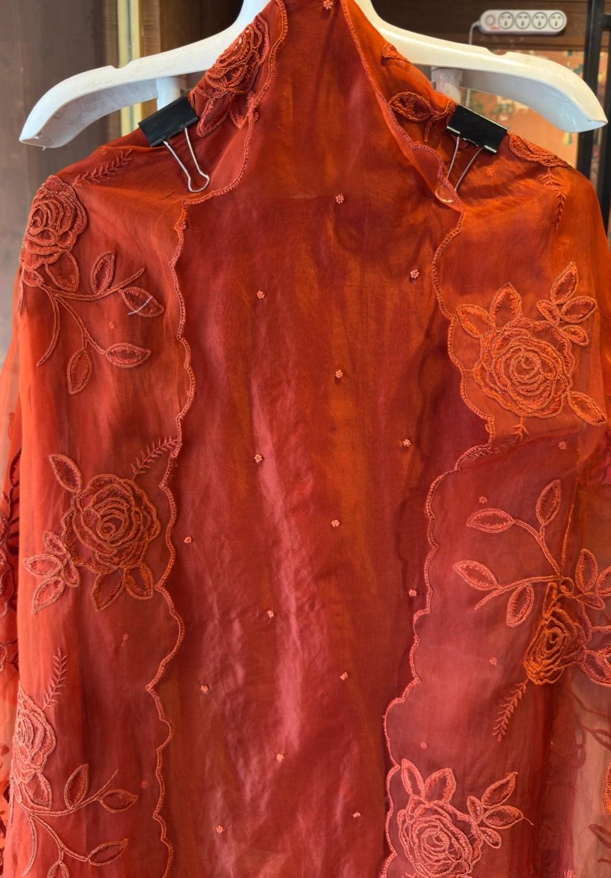 Pure organza unstitched suits