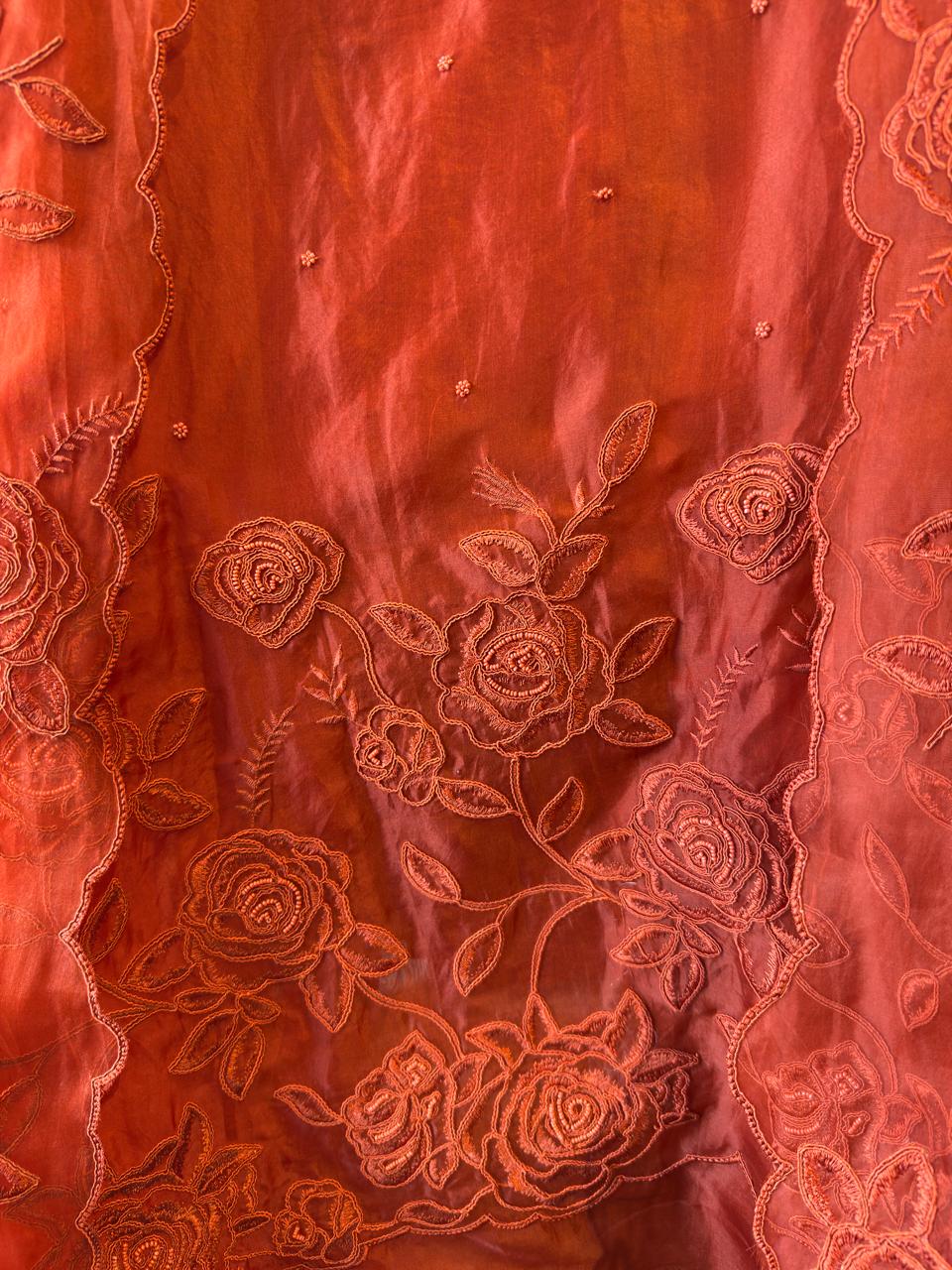 Pure organza unstitched suits