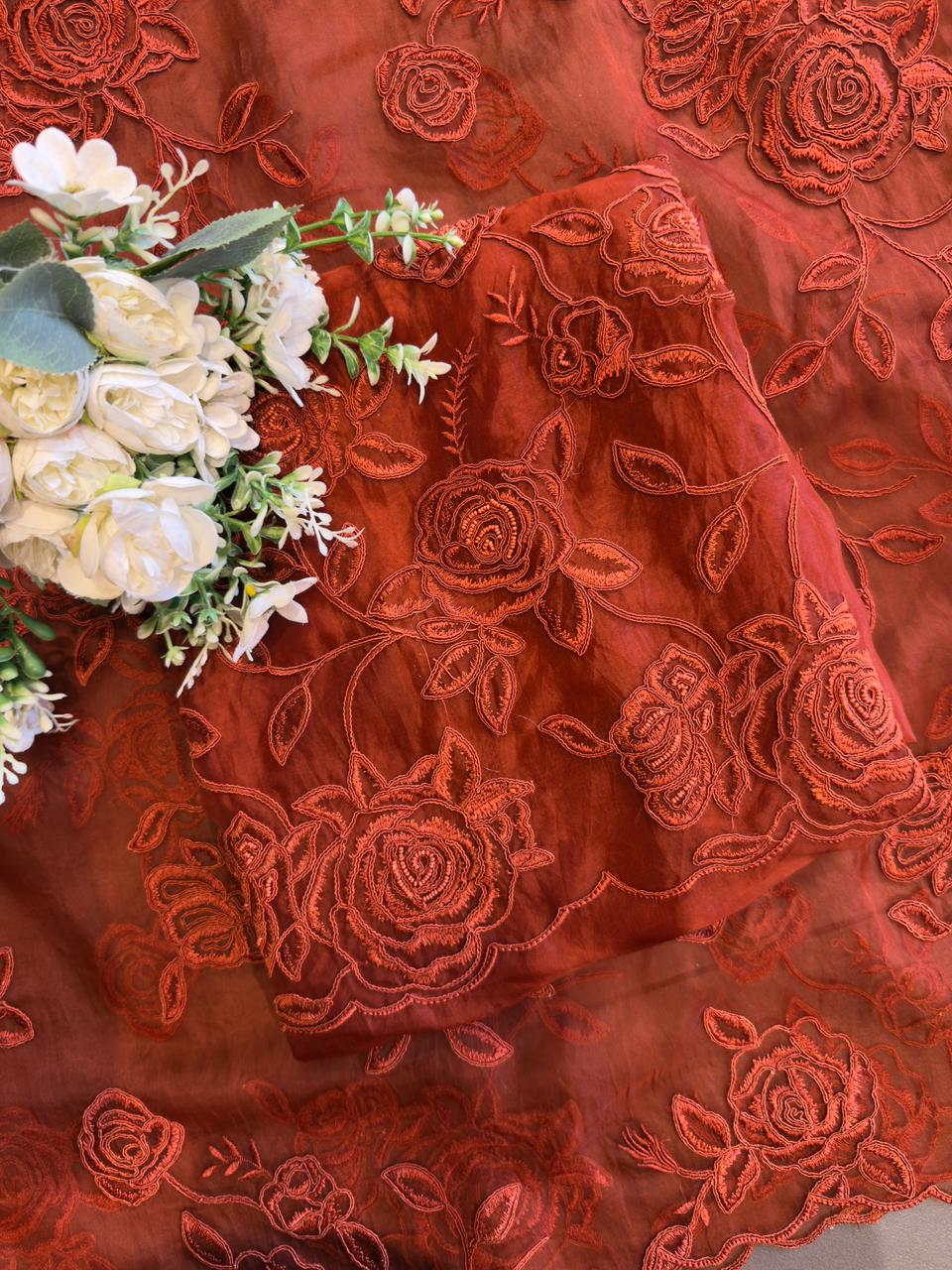 Pure organza unstitched suits