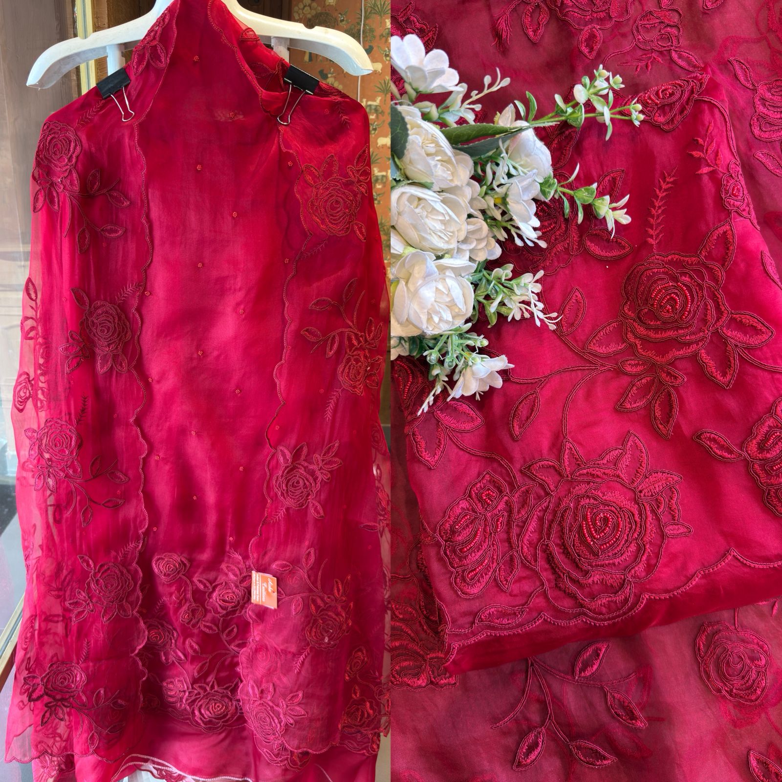 Pure organza unstitched suits