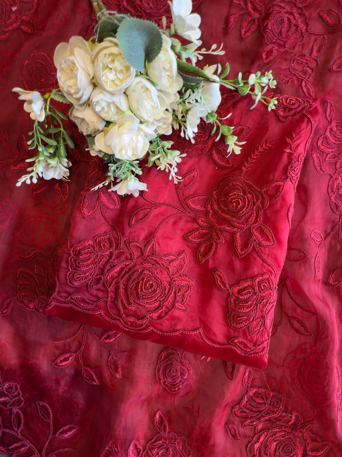 Pure organza unstitched suits