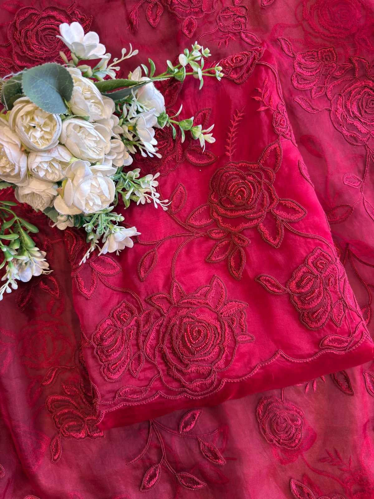 Pure organza unstitched suits