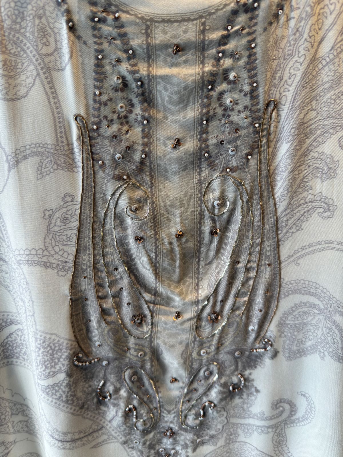 Viscose pashmina digital printed with handwork