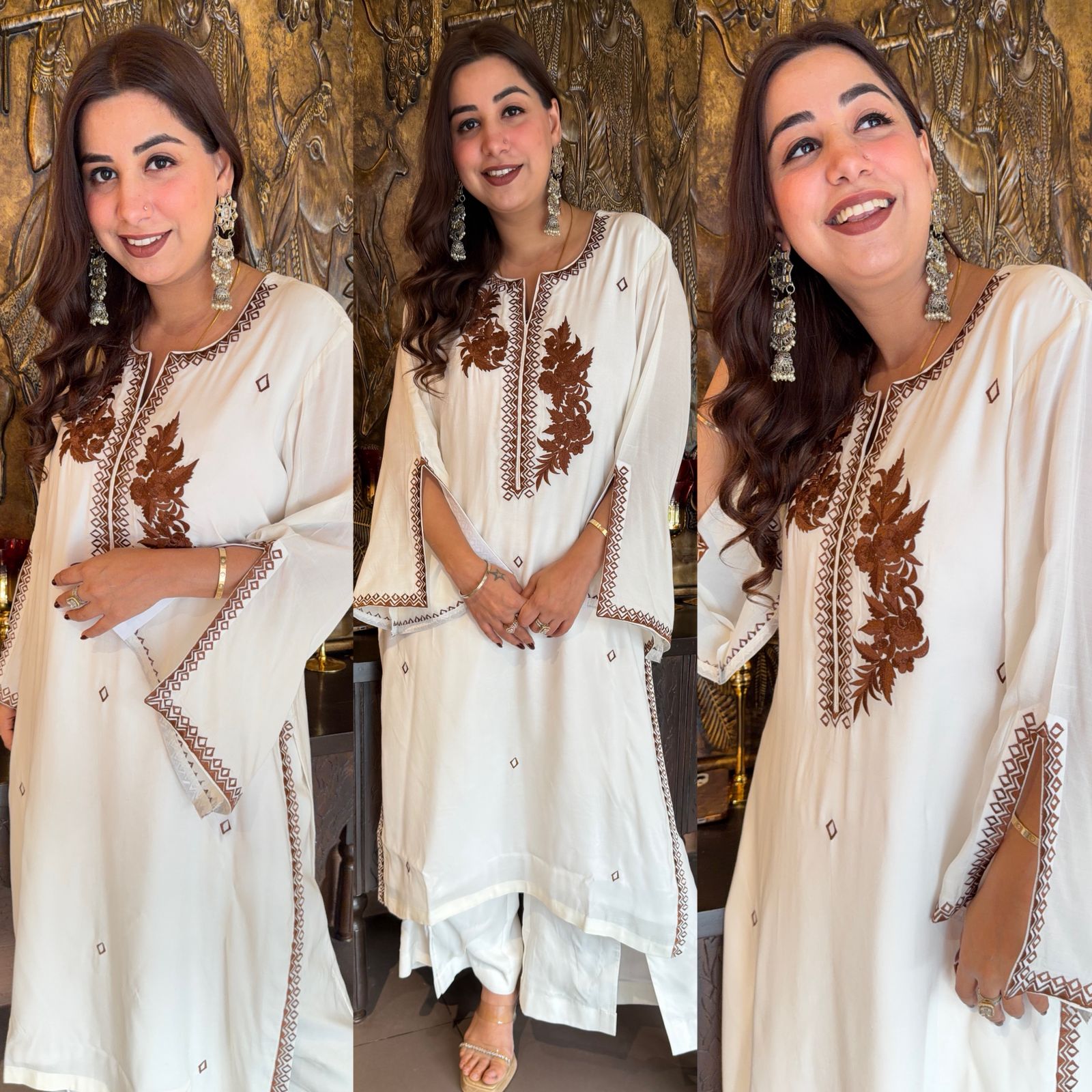 White-colored kurta featuring elegant embroidery