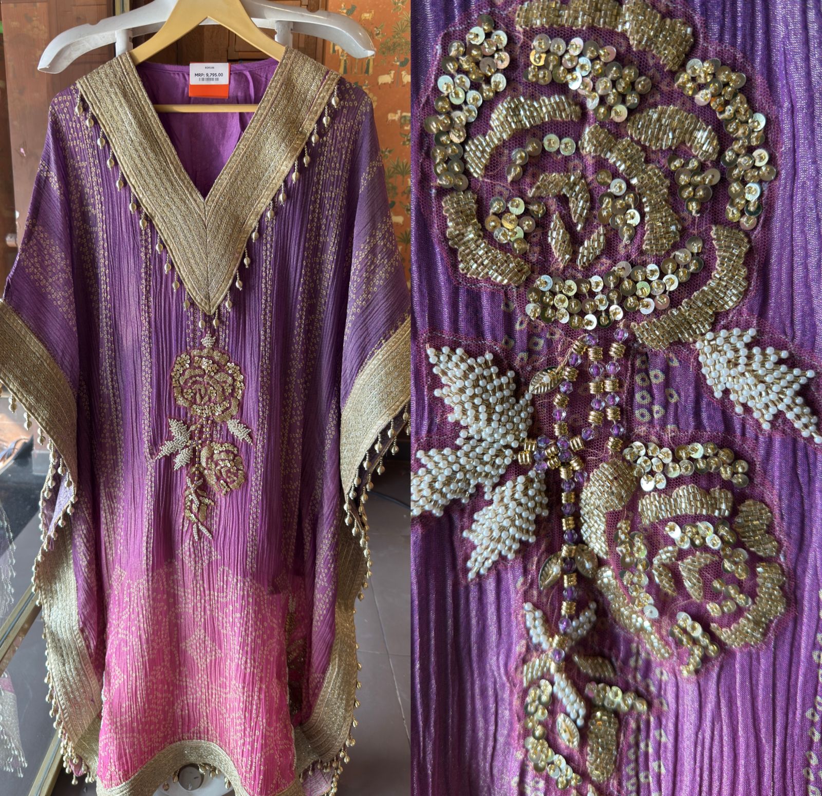 Kaftan dress featuring a vibrant ombré color