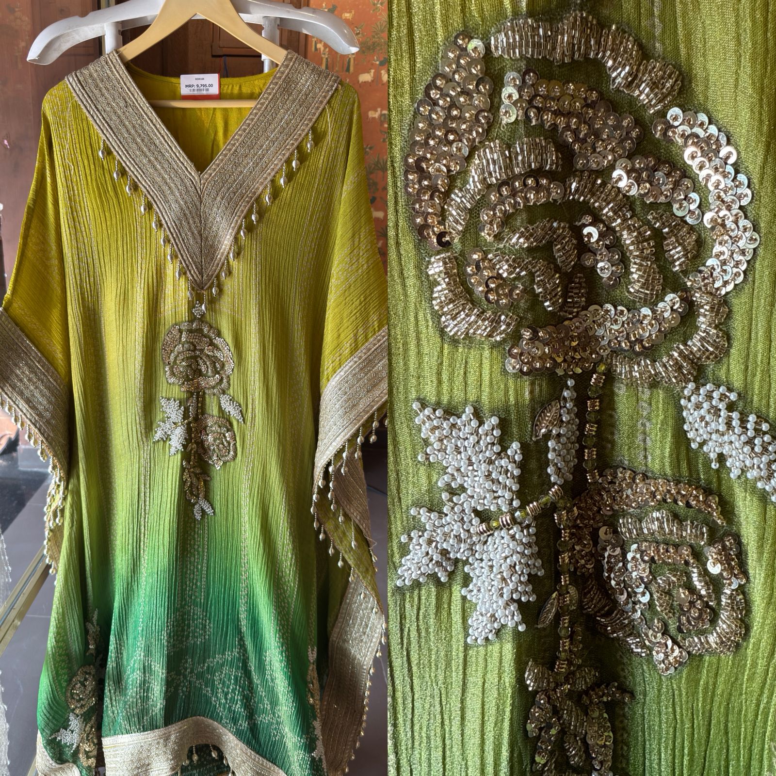 Kaftan dress featuring a vibrant ombré color