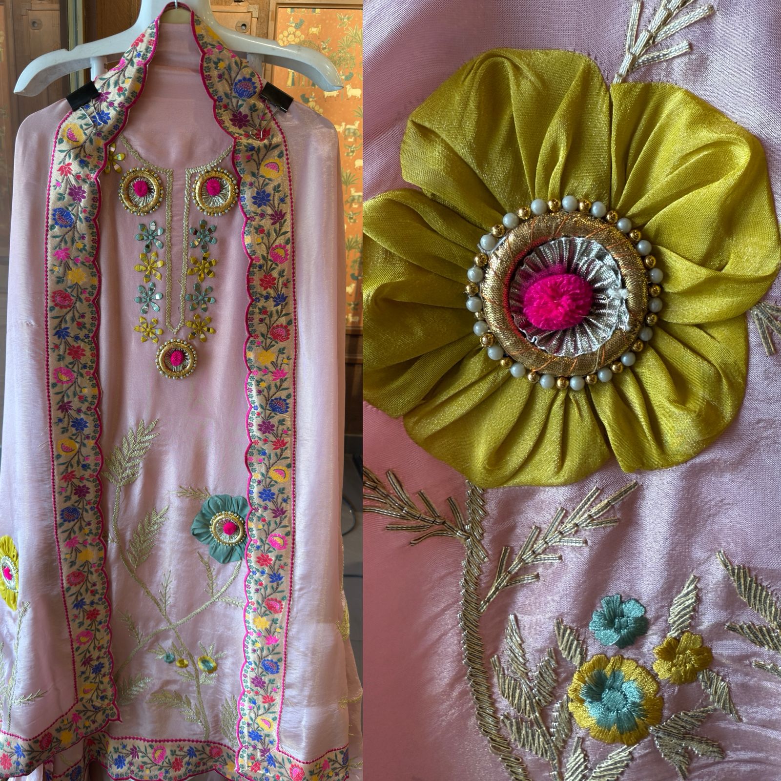 Pastel pink tissue suit