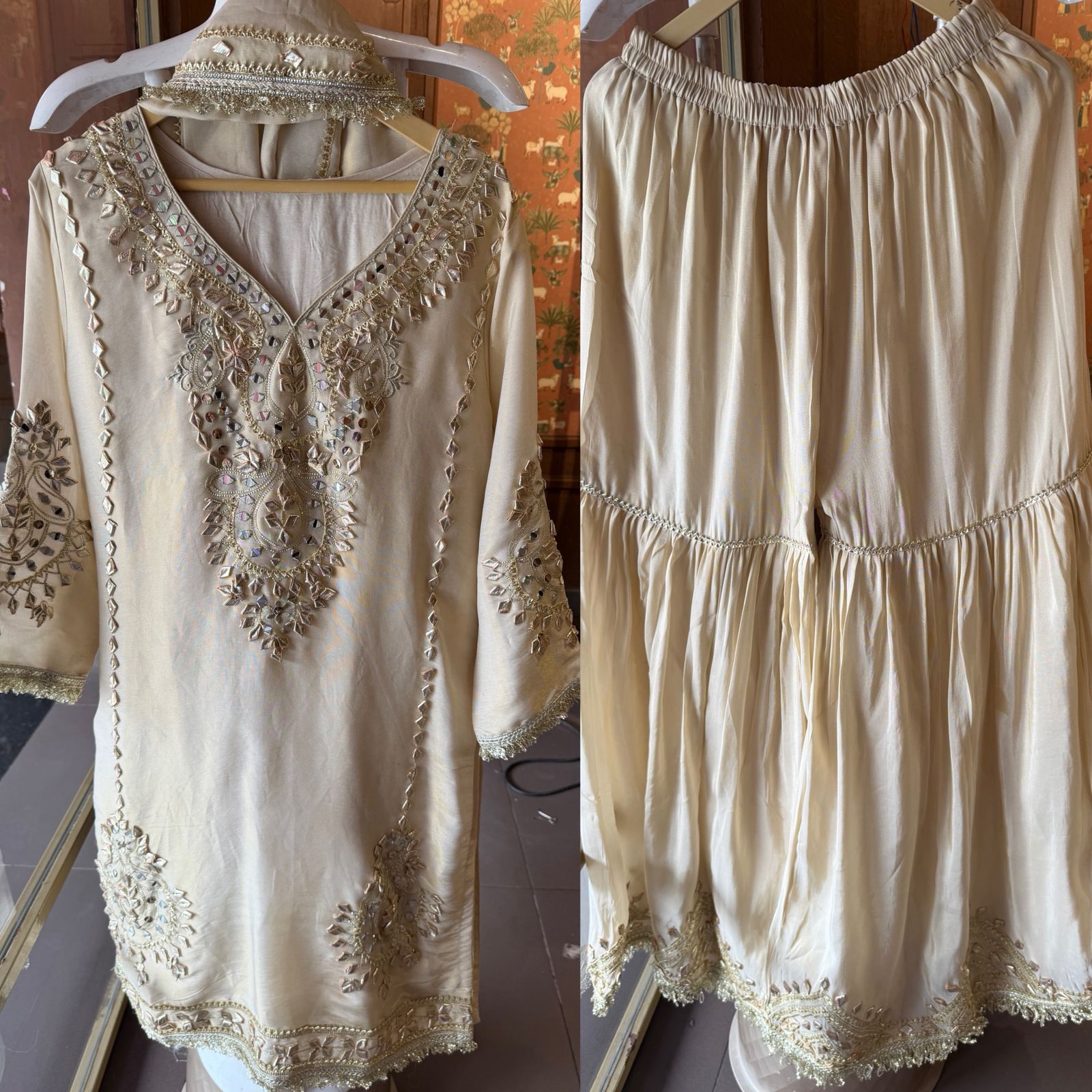 Beautiful cream-colored ethnic set