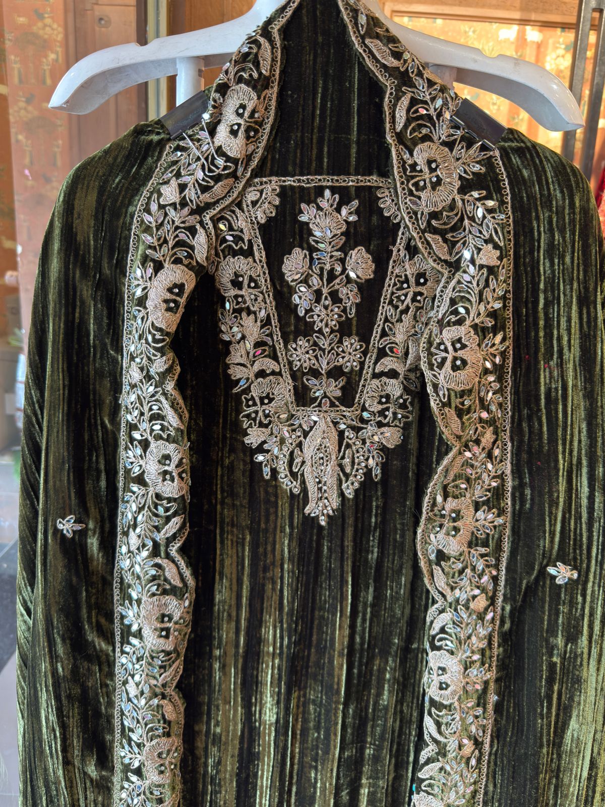 Crushed velvet unstitched Shirt