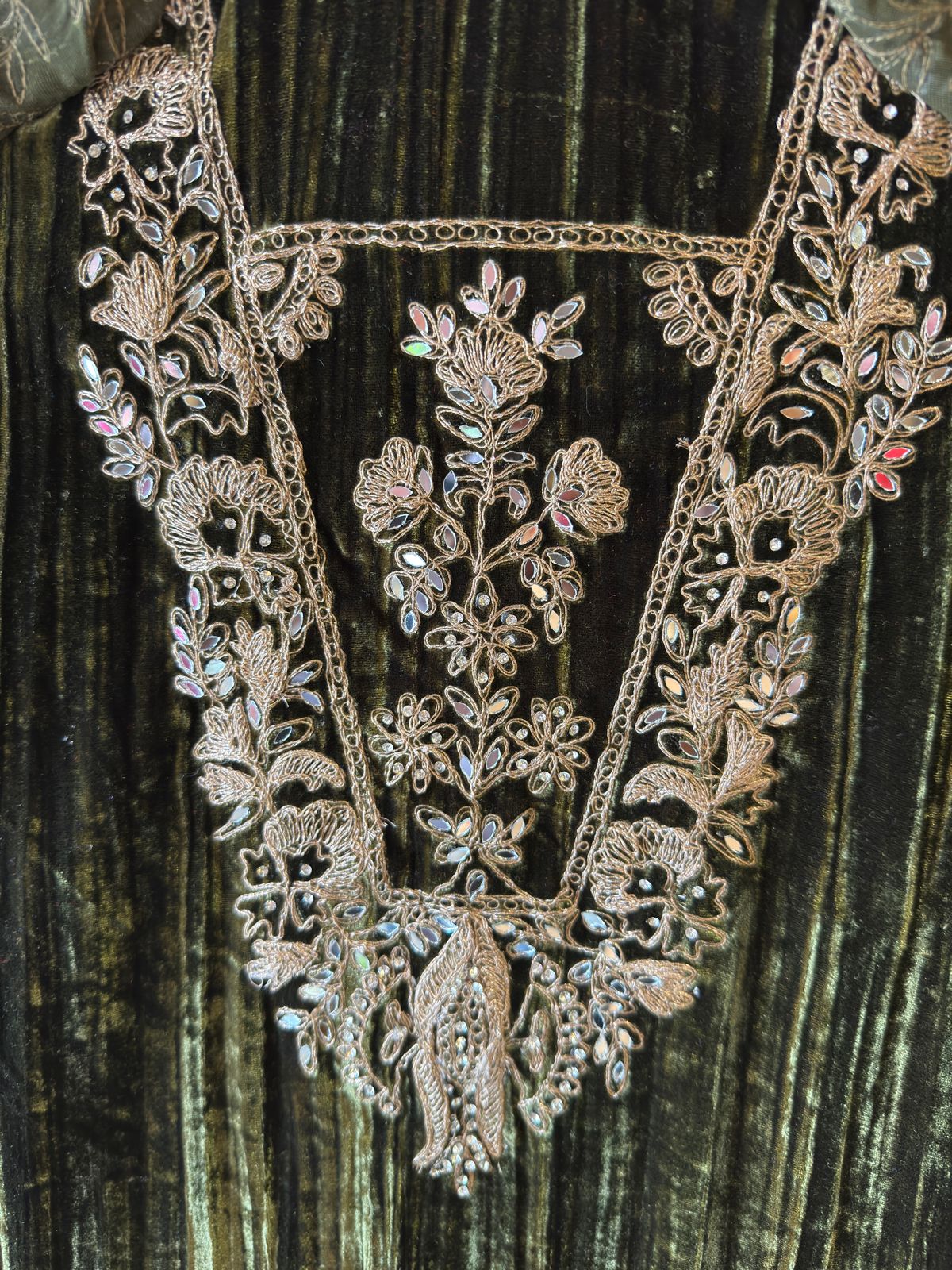 Crushed velvet unstitched Shirt