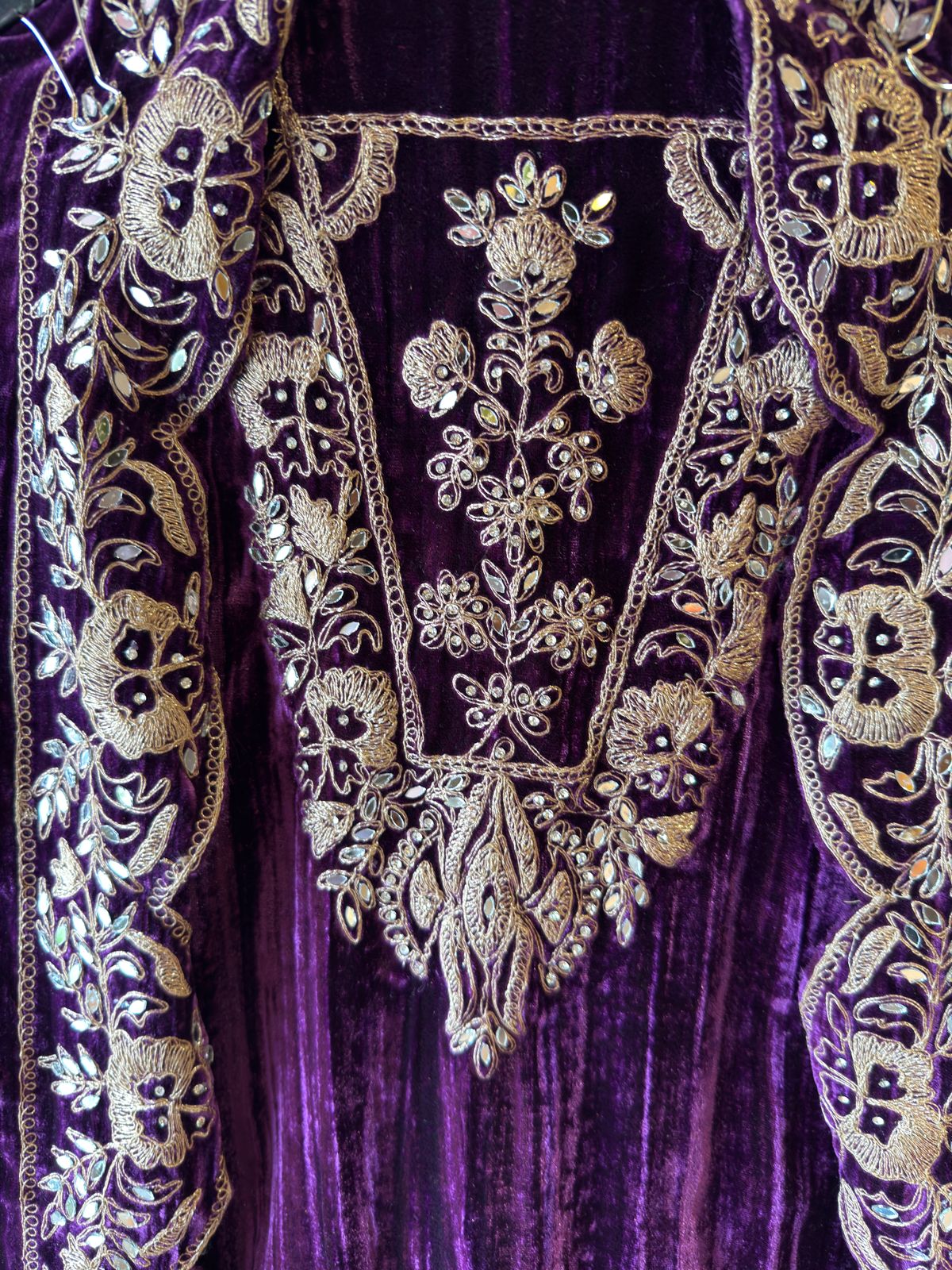 Crushed velvet unstitched Shirt