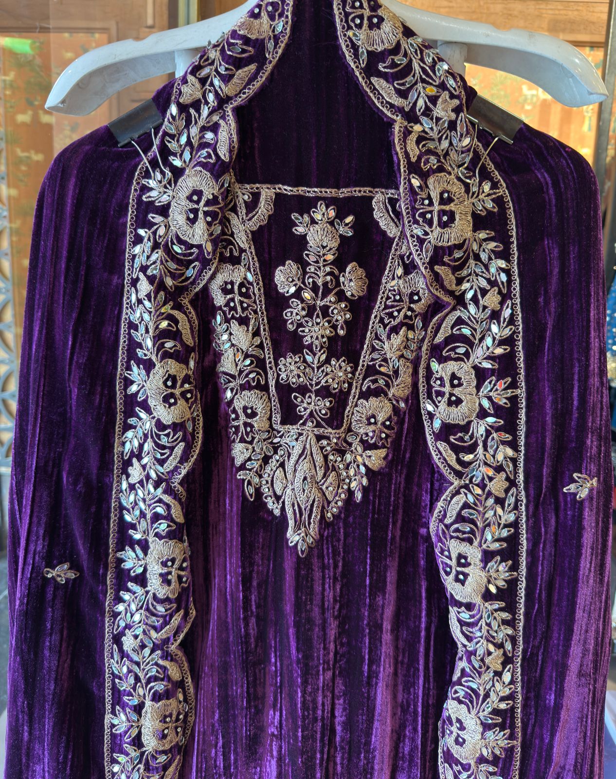 Crushed velvet unstitched Shirt