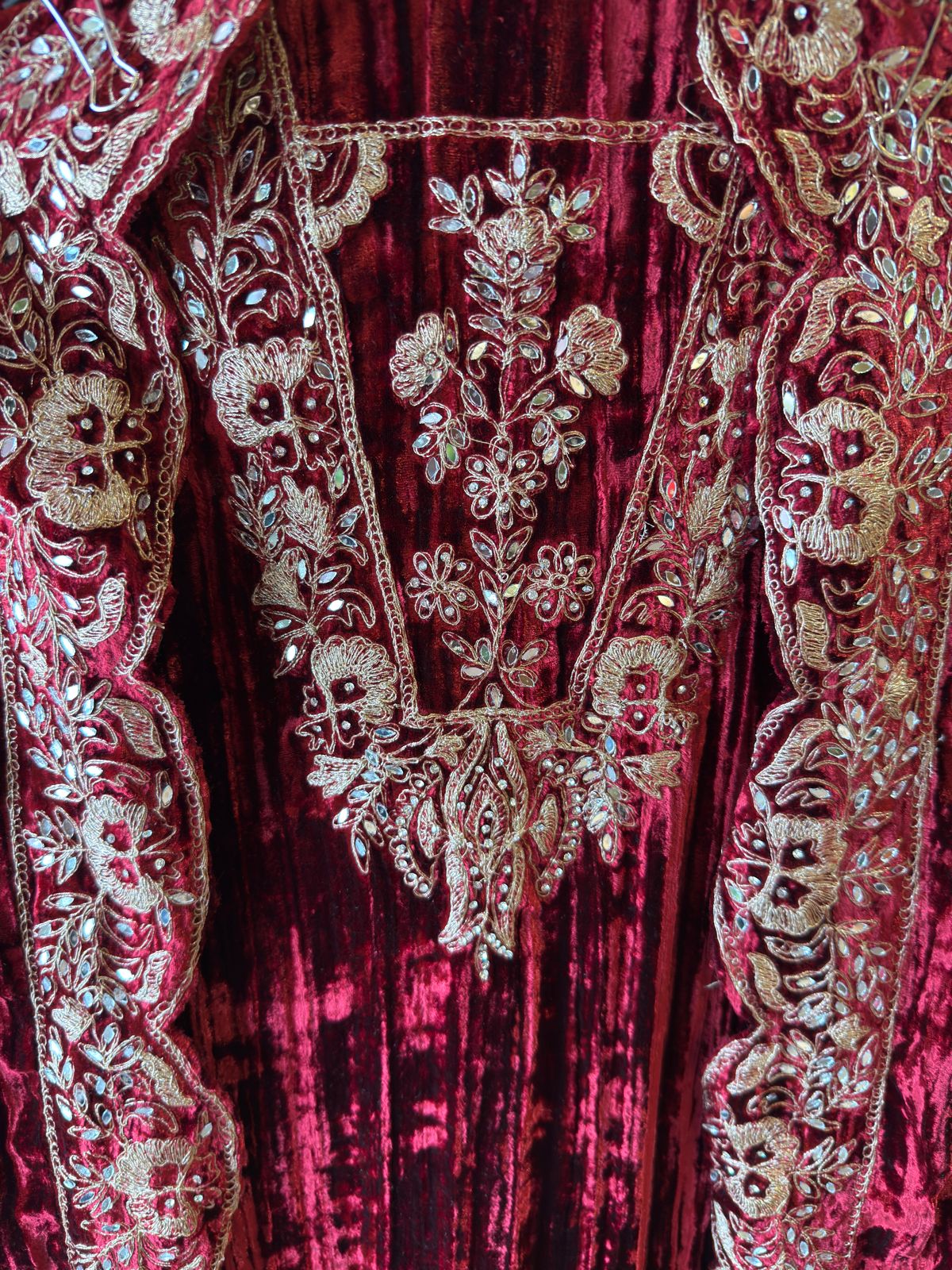 Crushed velvet unstitched Shirt