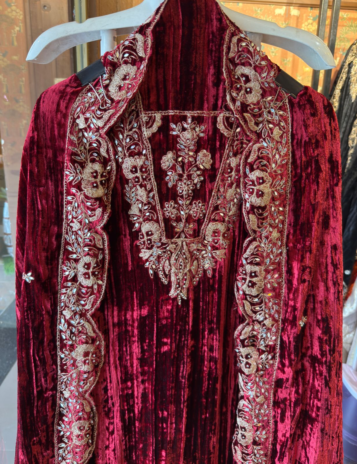 Crushed velvet unstitched Shirt