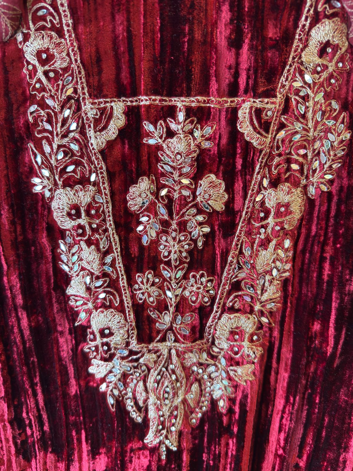 Crushed velvet unstitched Shirt