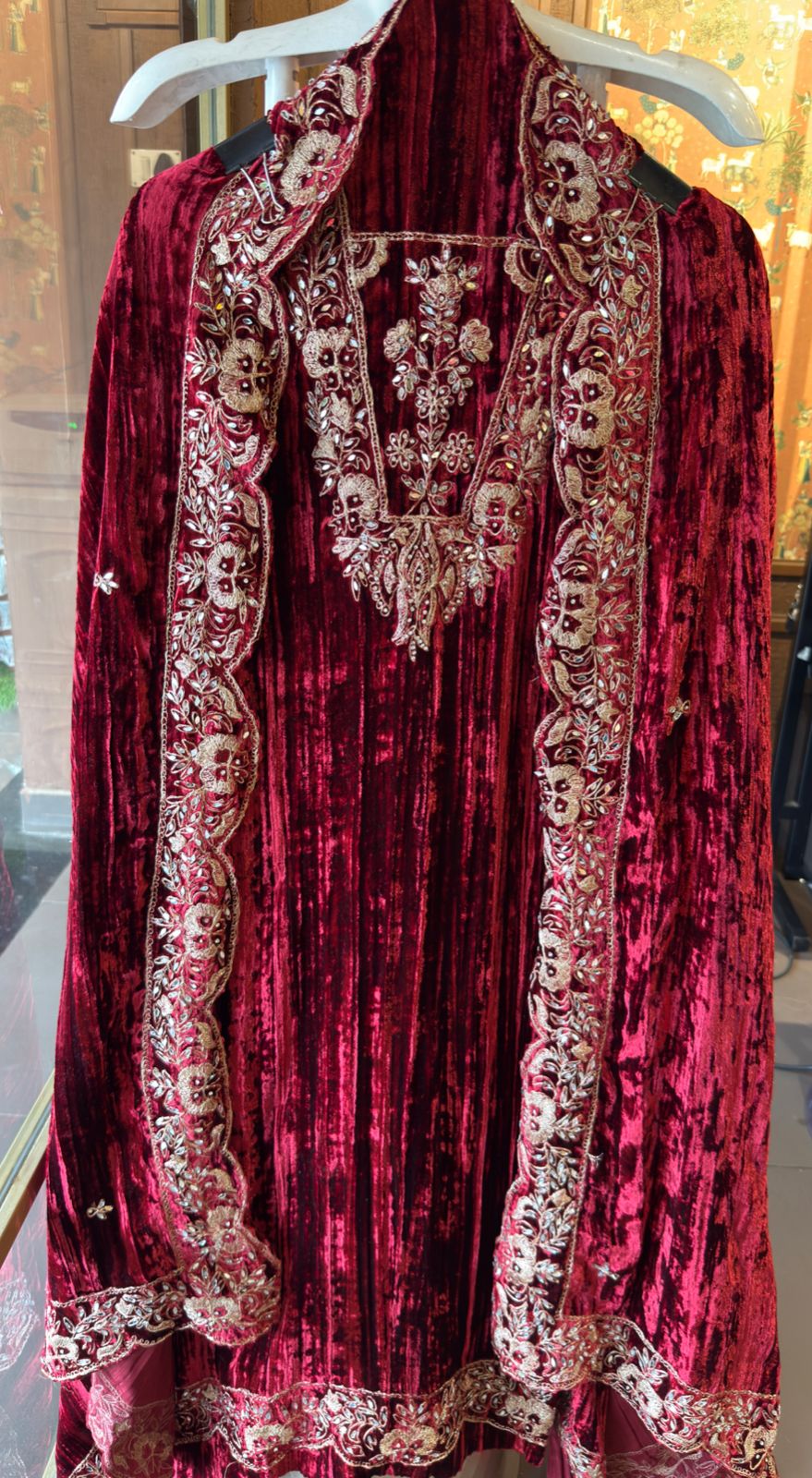 Crushed velvet unstitched Shirt