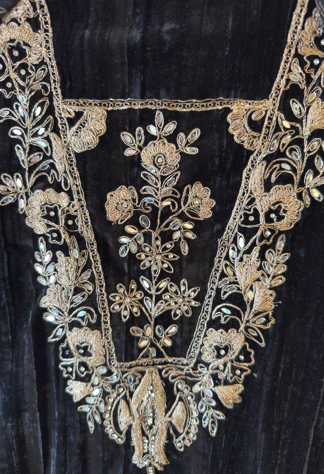 Crushed velvet unstitched Shirt