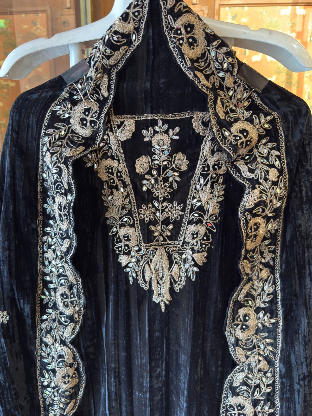 Crushed velvet unstitched Shirt