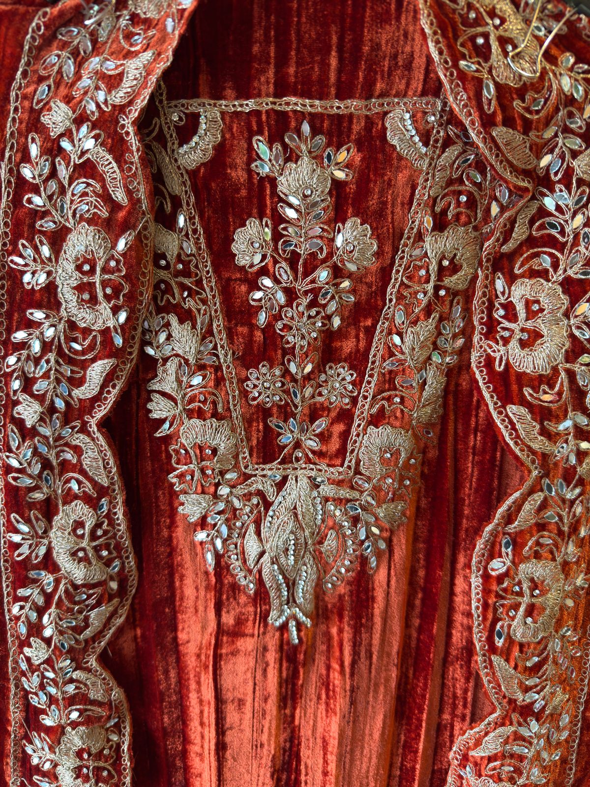 Crushed velvet unstitched Shirt