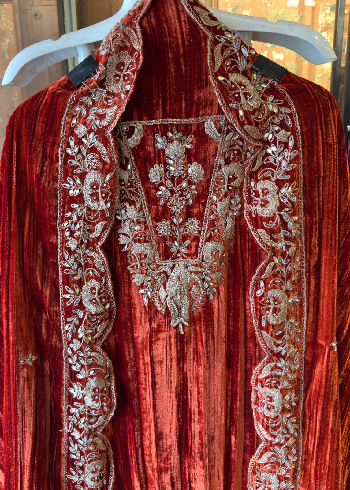 Crushed velvet unstitched Shirt