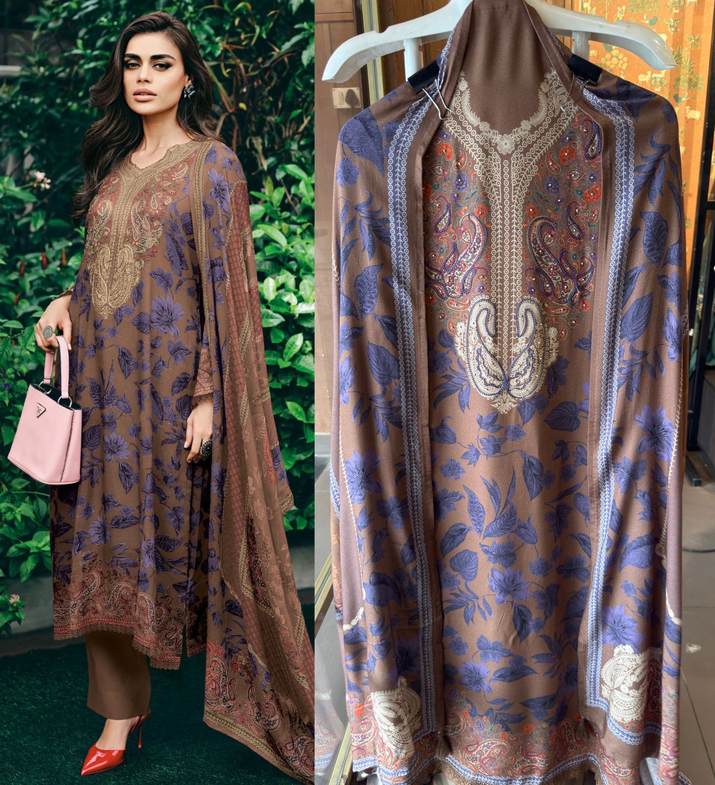Digital printed pashmina Suits
