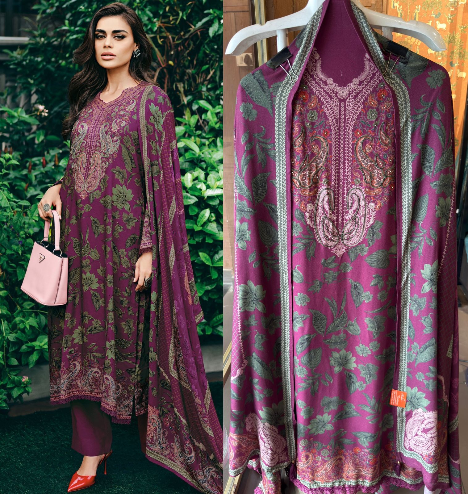 Digital printed pashmina Suits