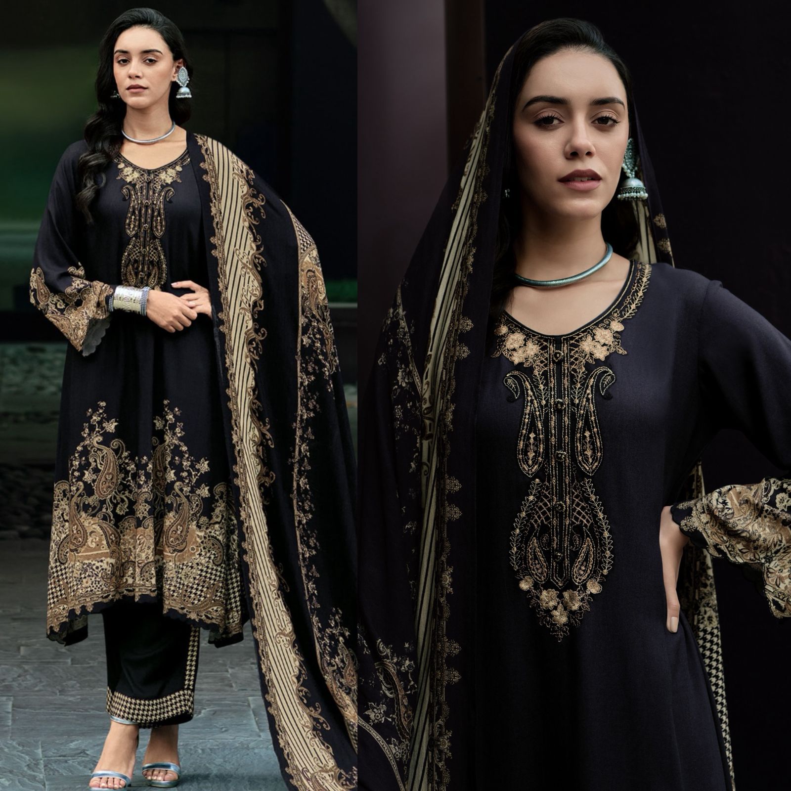 Digital printed pashmina Suits