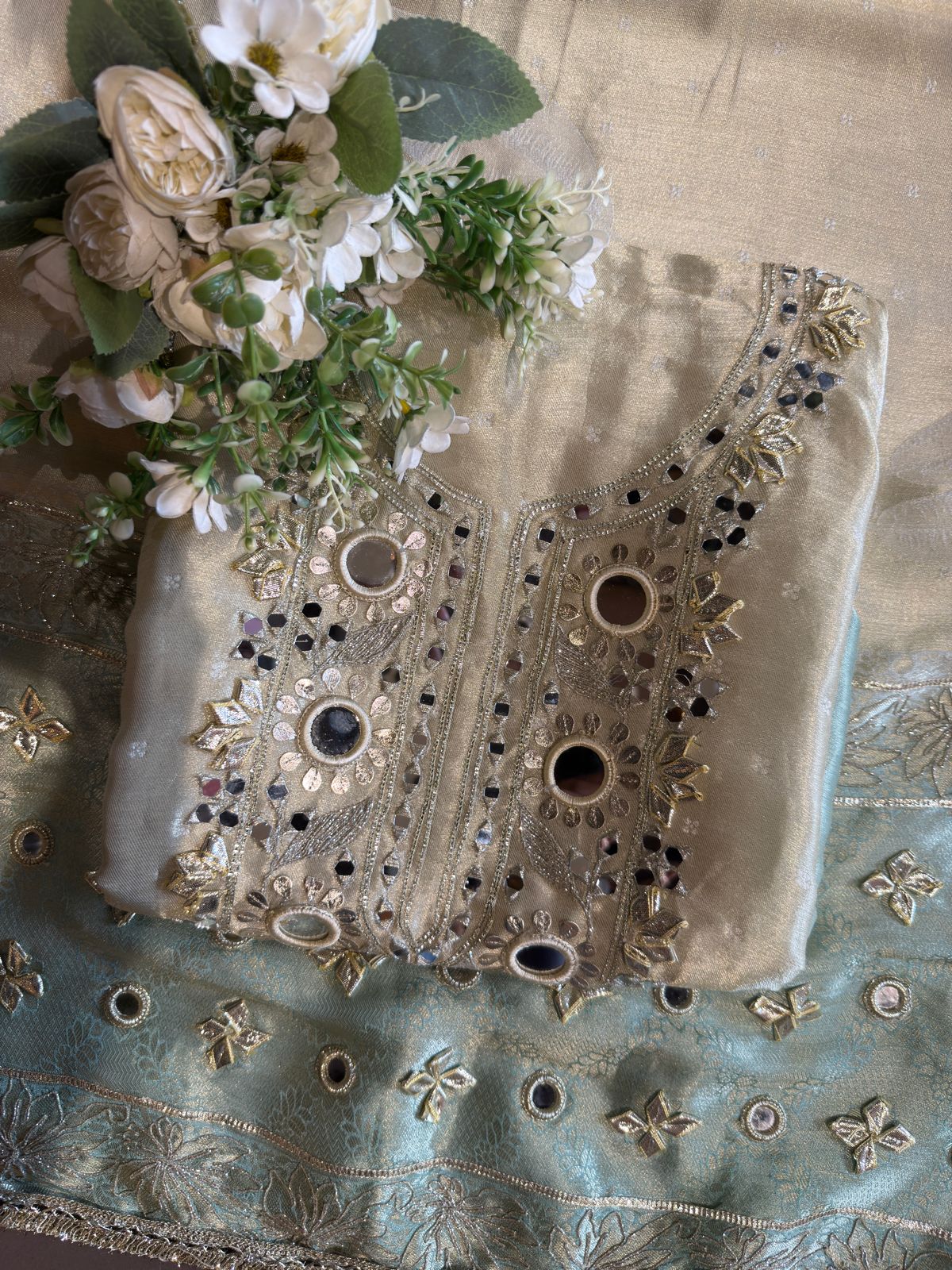 Striped pashmina Floral digital printed pashmina