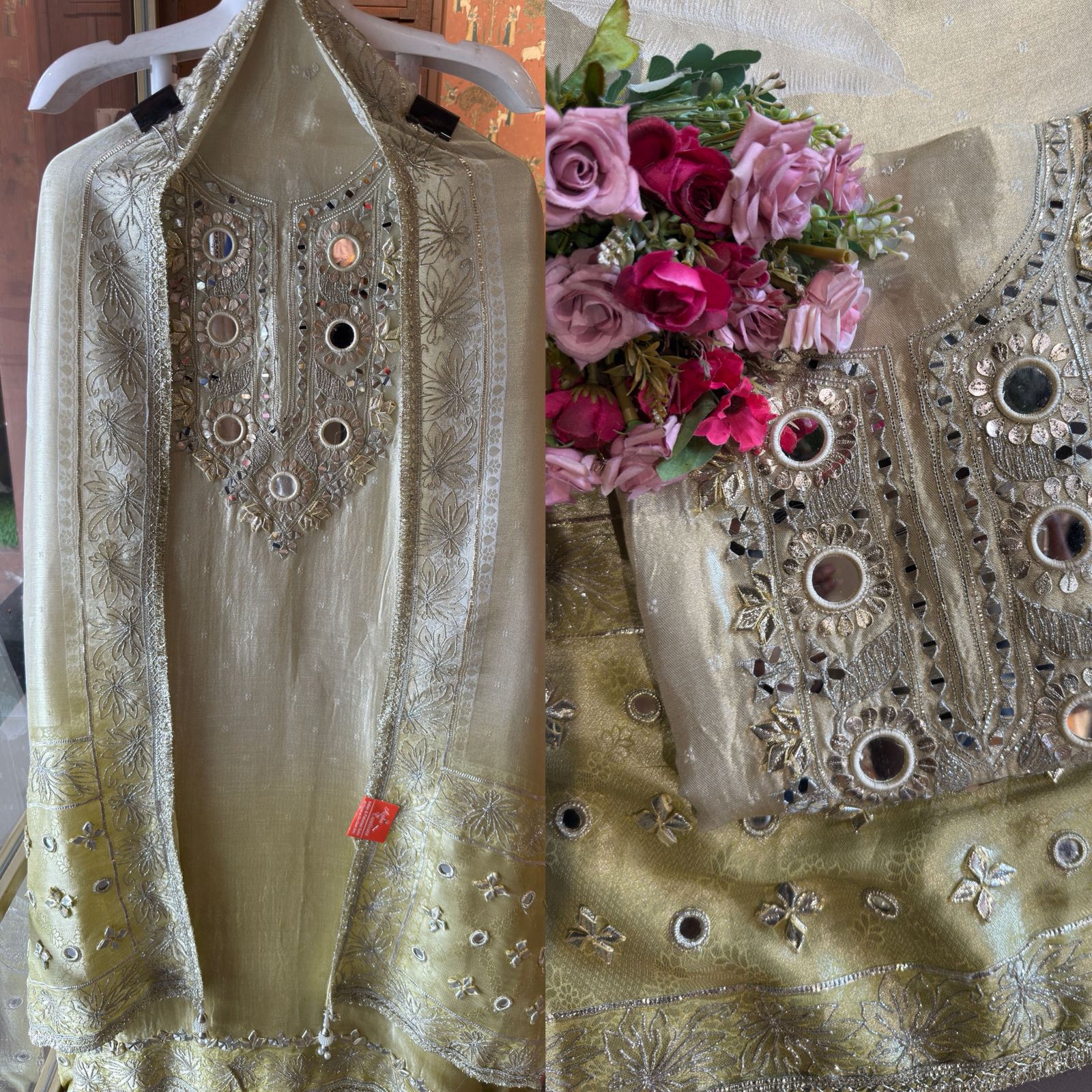 Striped pashmina Floral digital printed pashmina