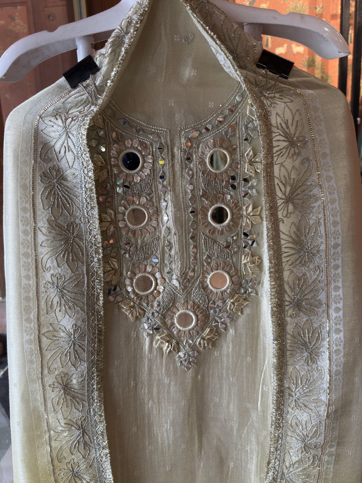 Striped pashmina Floral digital printed pashmina