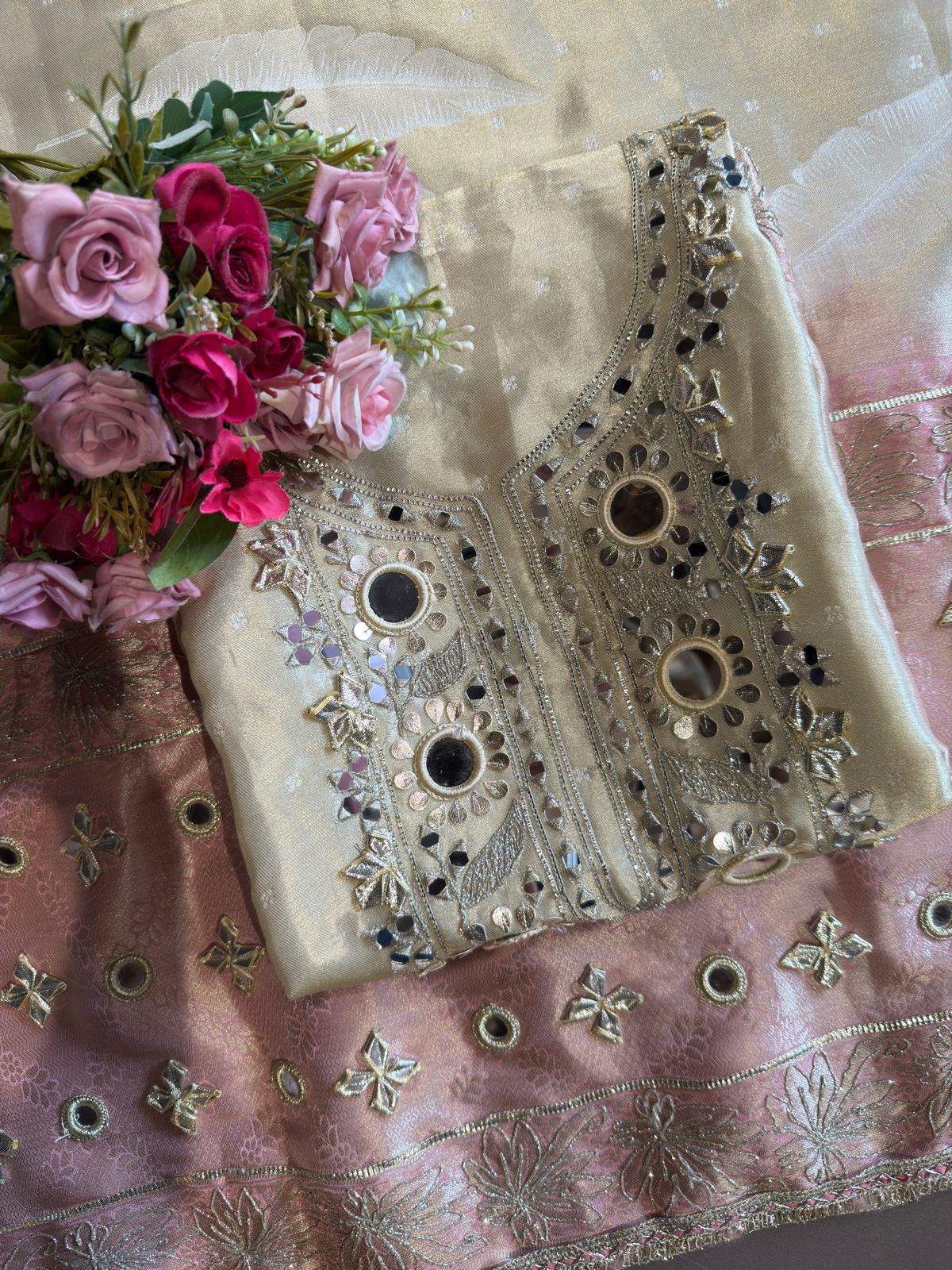 Striped pashmina Floral digital printed pashmina