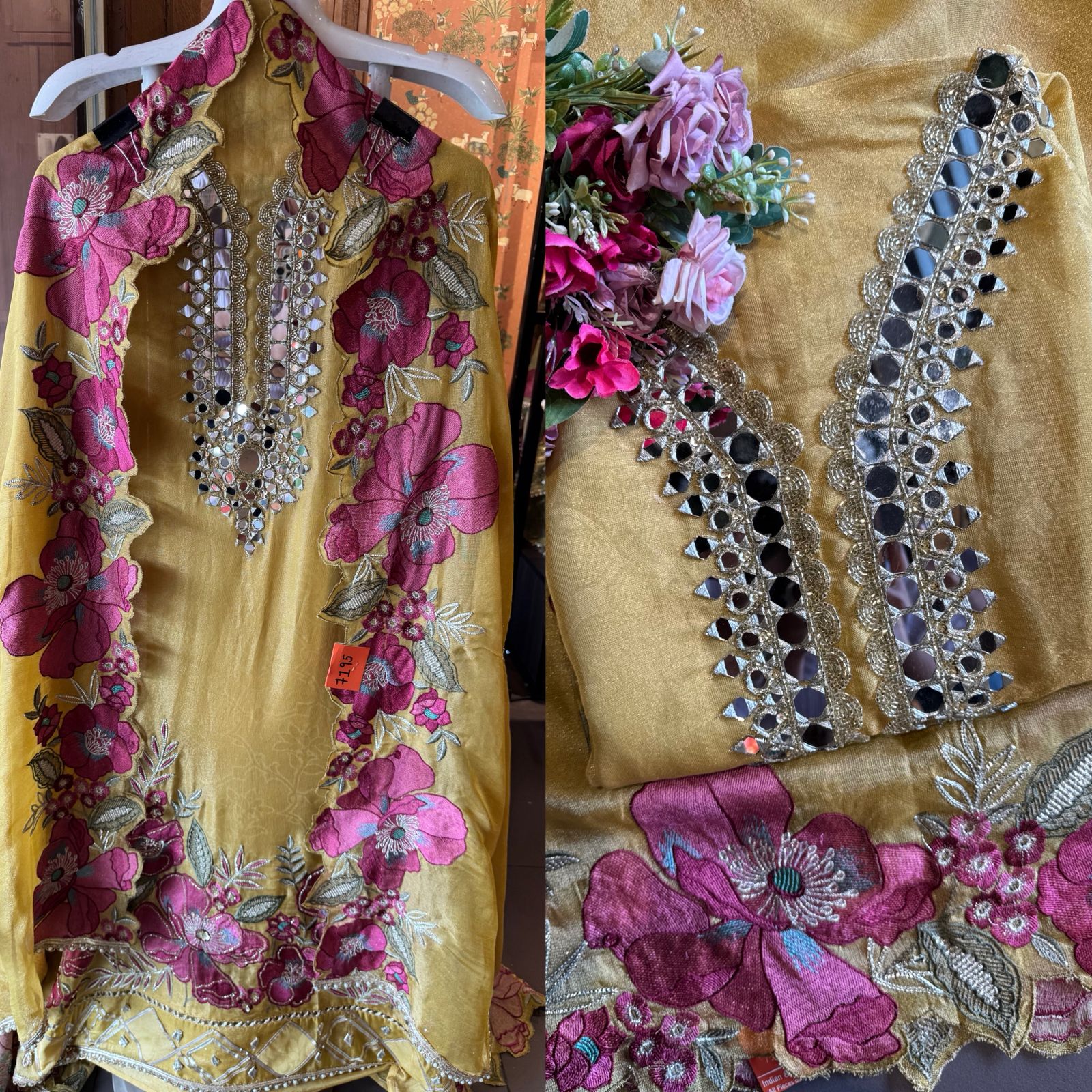 Shimmer self weaved unstitched shirt