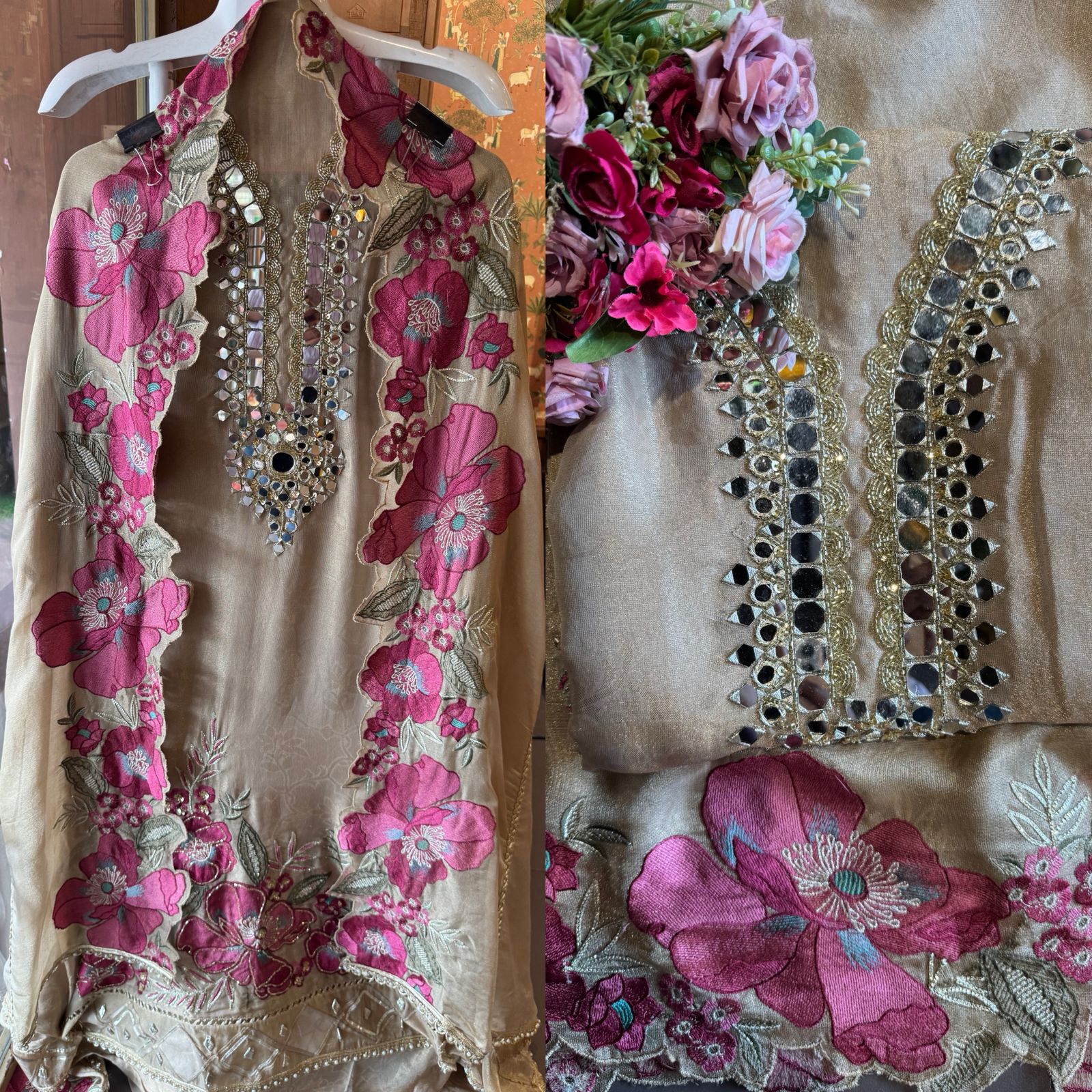 Shimmer self weaved unstitched shirt