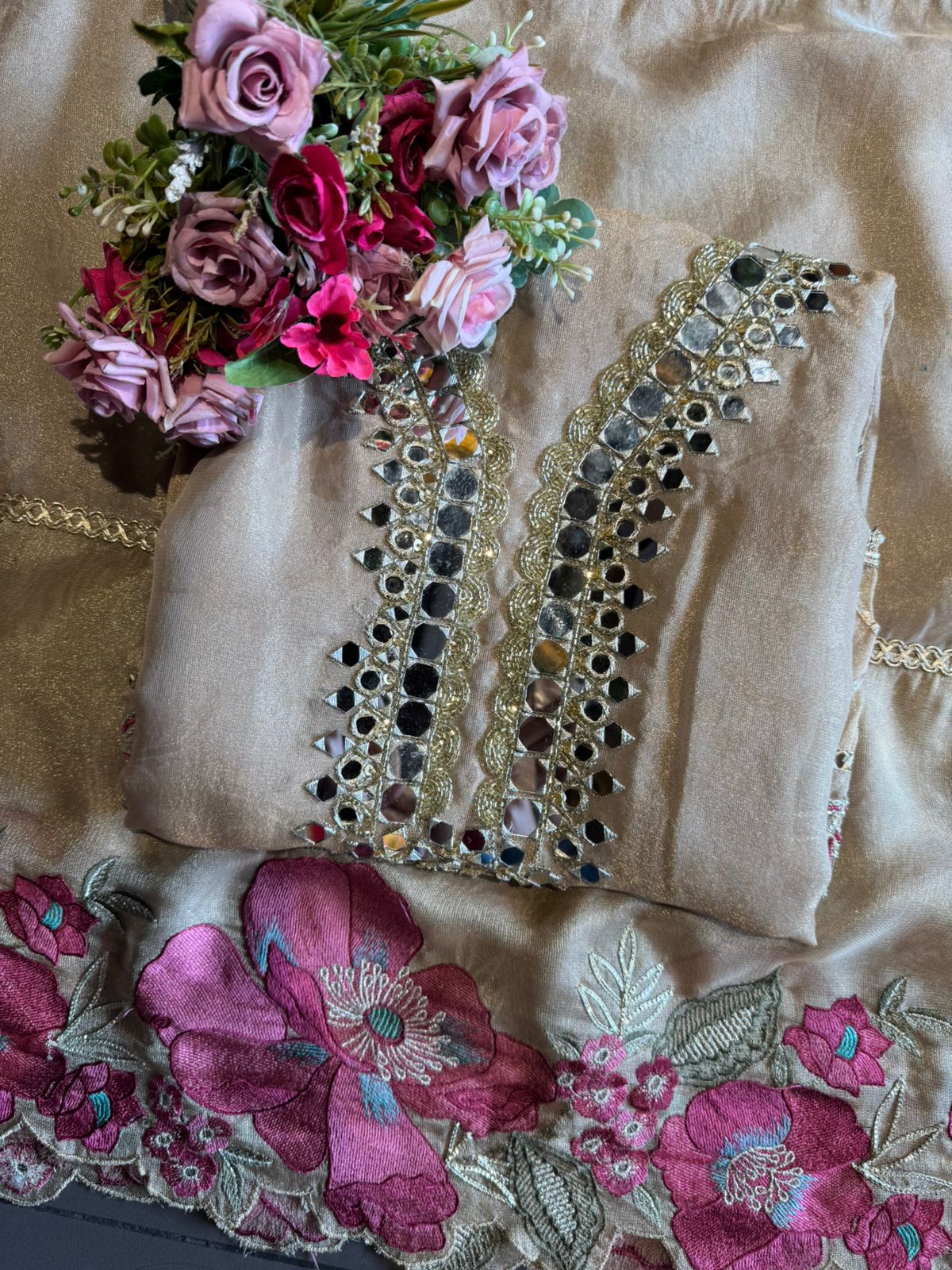 Shimmer self weaved unstitched shirt