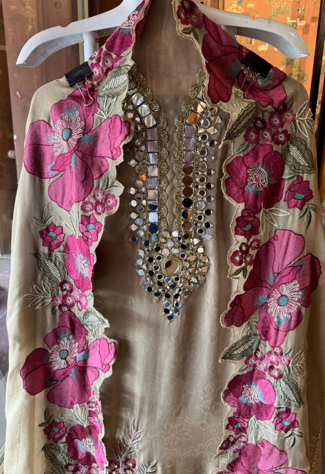 Shimmer self weaved unstitched shirt