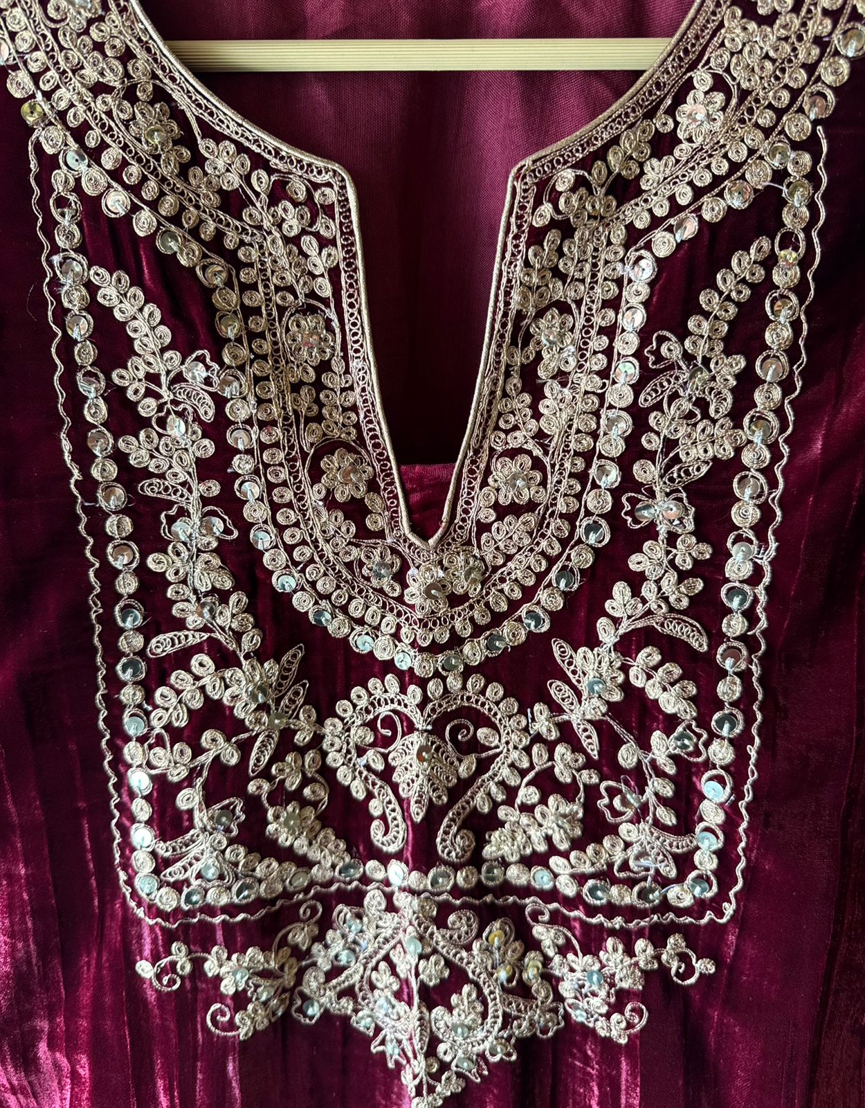 Deep purple velvet kurta set