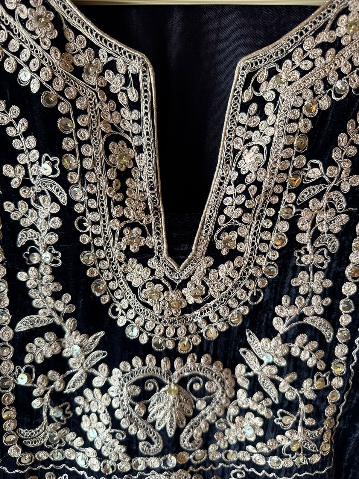 Deep purple velvet kurta set